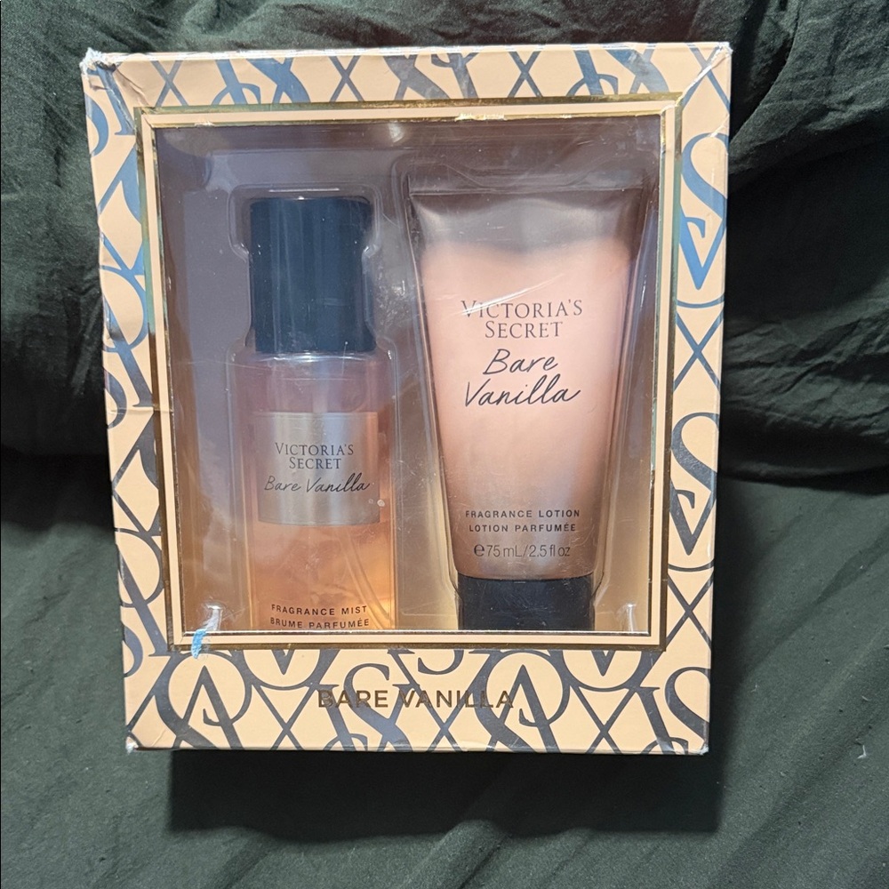 Victoria's Secret Bare Vanilla Set - Peach Pink and Black Accents